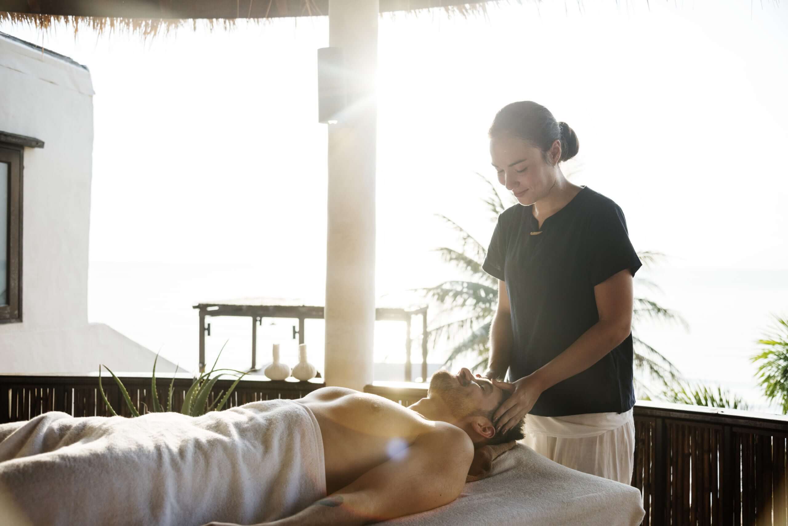 Man getting a message at a spa